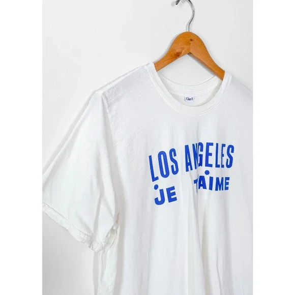 Clare V. Original Tee Los Angeles Je t’aime Graphic Shirt White Blue - Picture 8 of 9